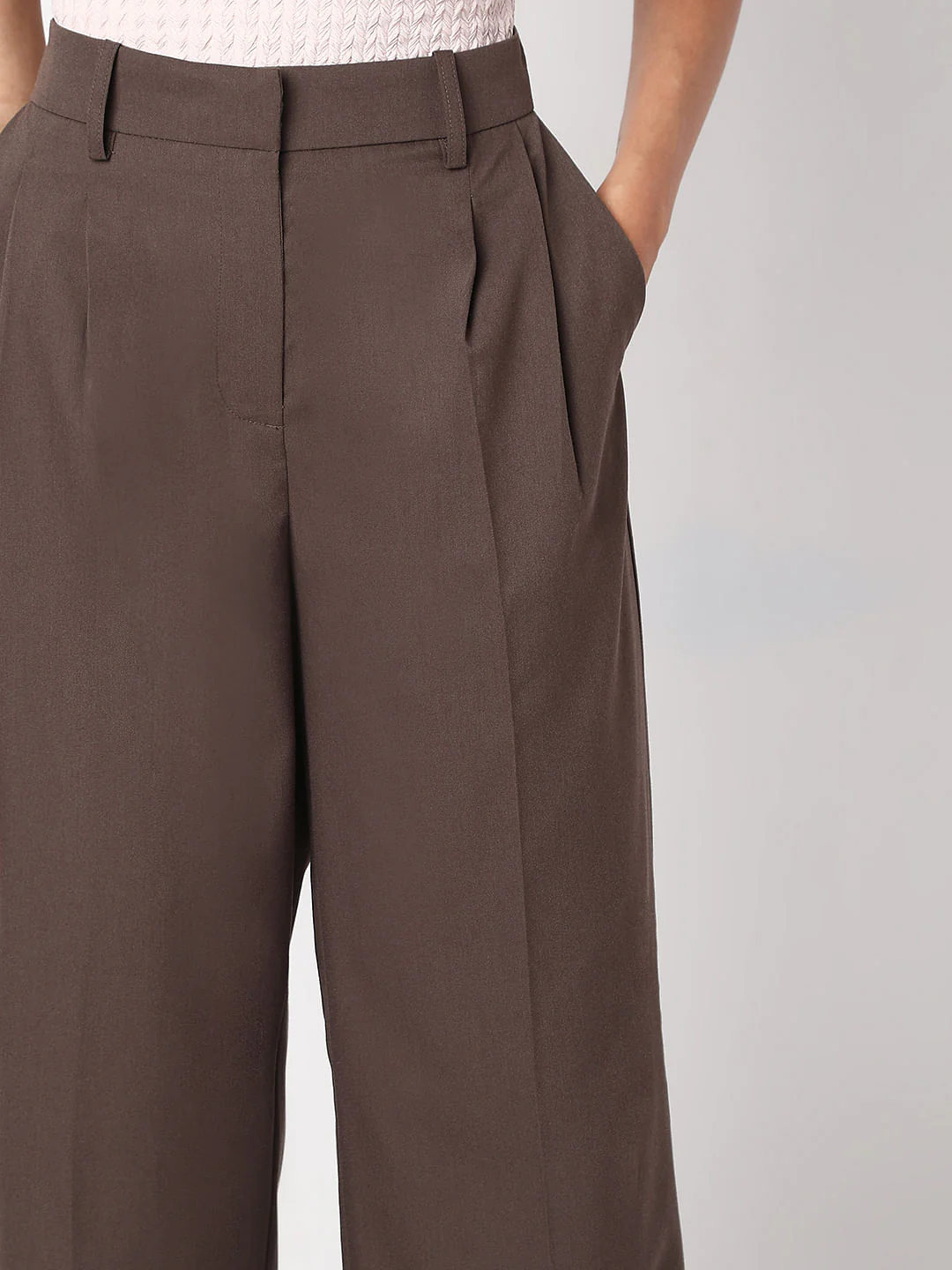 Brown Mid Rise Wide Leg Dad Pants - Image 6