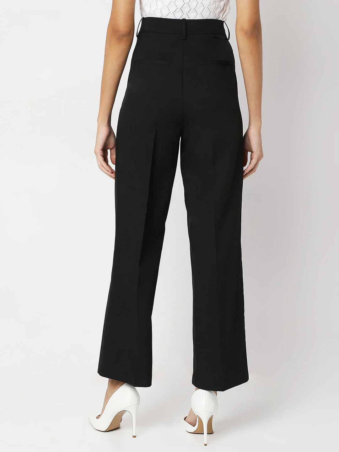 Black Mid Rise Wide Leg Dad Pants - Image 4
