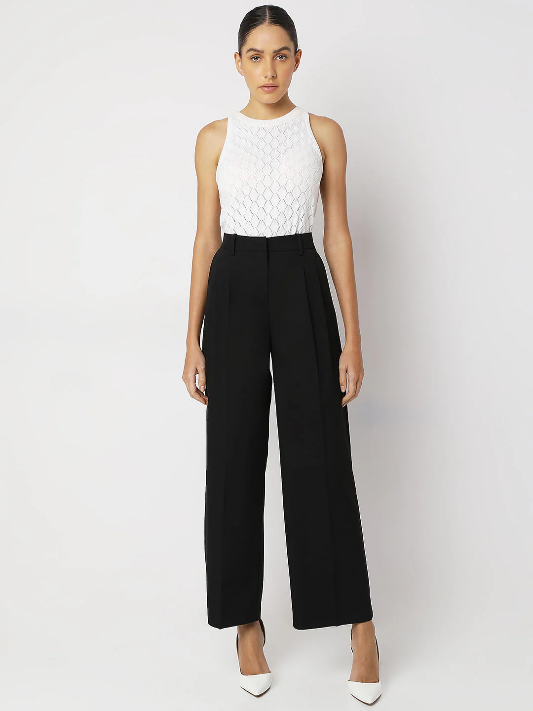 Black Mid Rise Wide Leg Dad Pants - Image 5