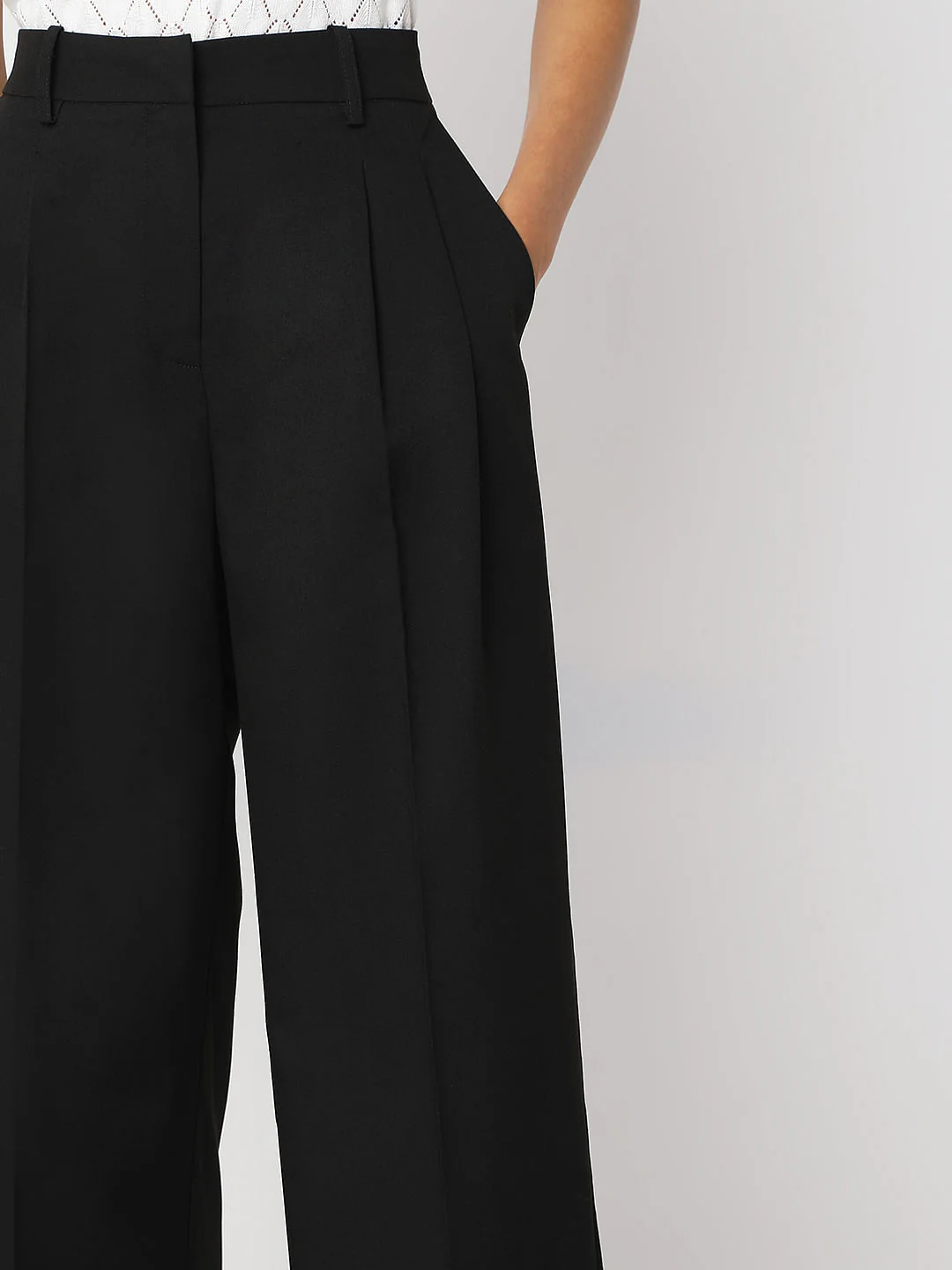 Black Mid Rise Wide Leg Dad Pants - Image 6