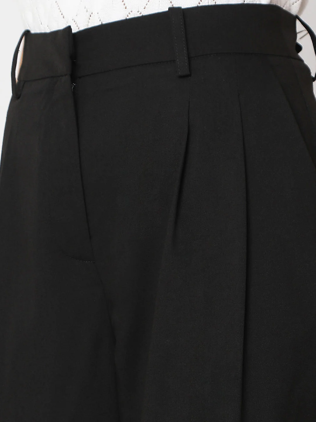 Black Mid Rise Wide Leg Dad Pants - Image 8