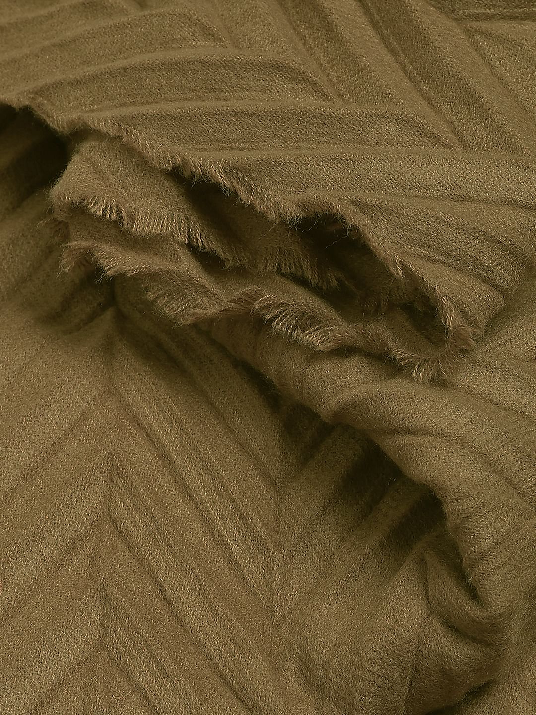 Mustard Brown Woven Structured Scarf - Image 3