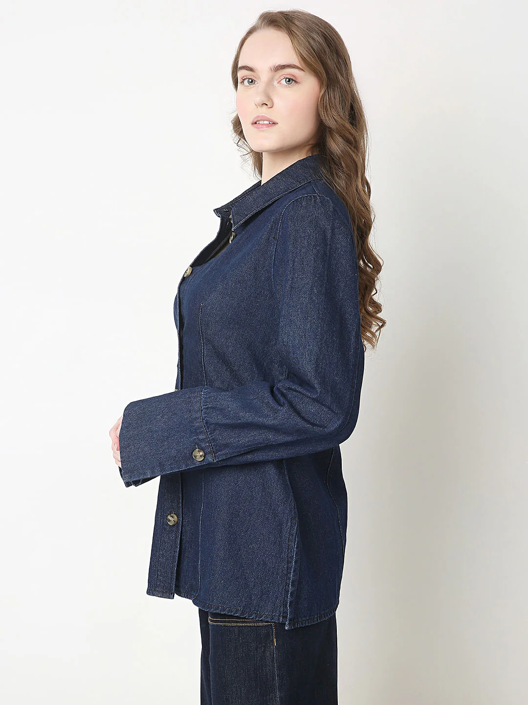 Dark Blue Denim Shacket - Image 3