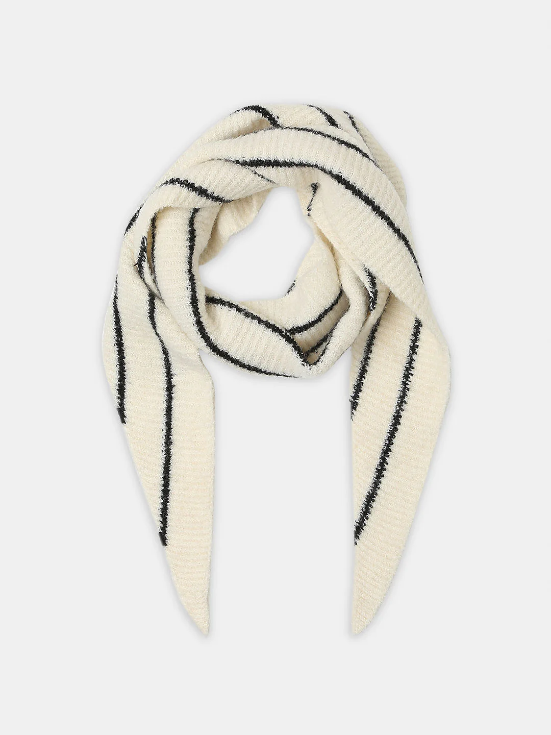 White And Black Striped Scarf - Image 2