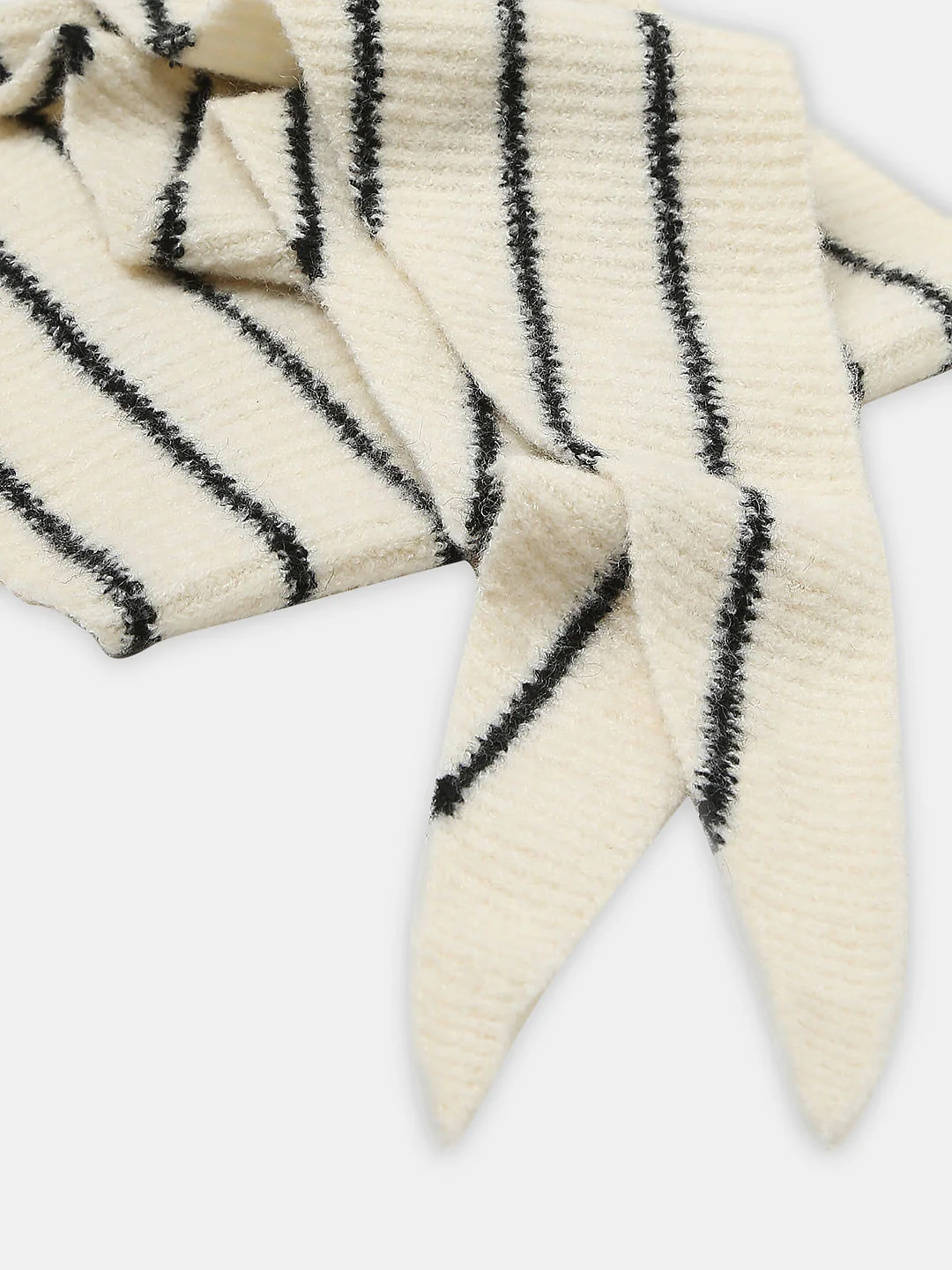 White And Black Striped Scarf - Image 3