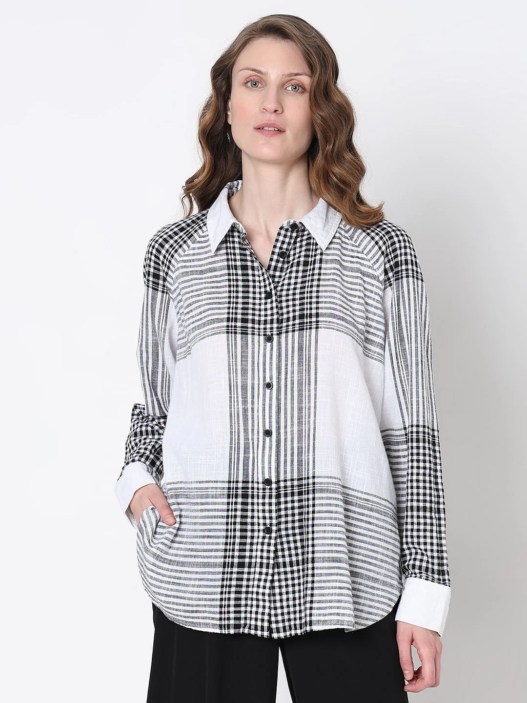 White & Black Check Shirt - Image 2