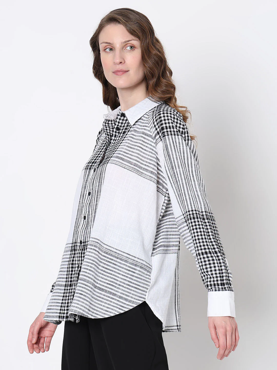 White & Black Check Shirt - Image 3