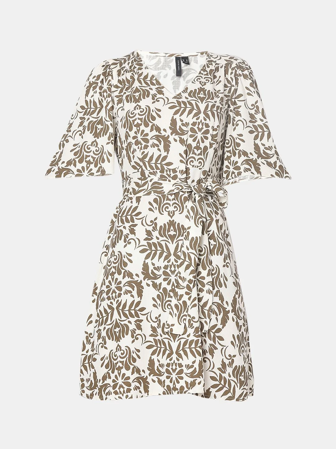 White & Green Printed Fit & Flare Dress - Image 7