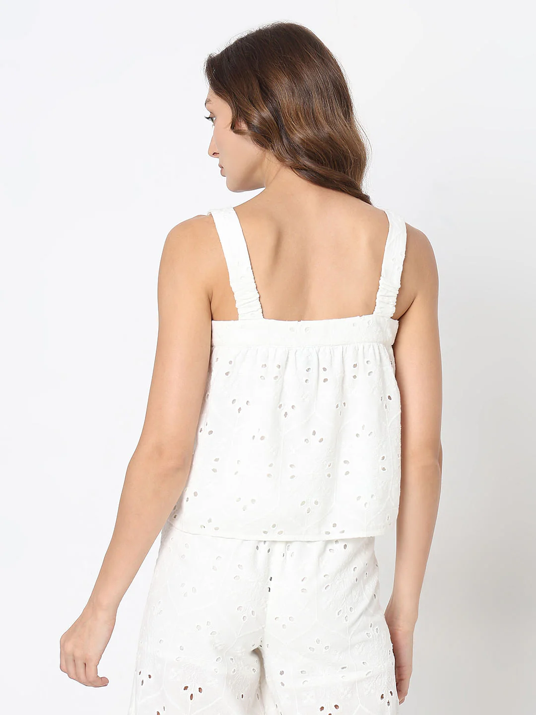 White Schiffli Co-Ord Set Top - Image 4