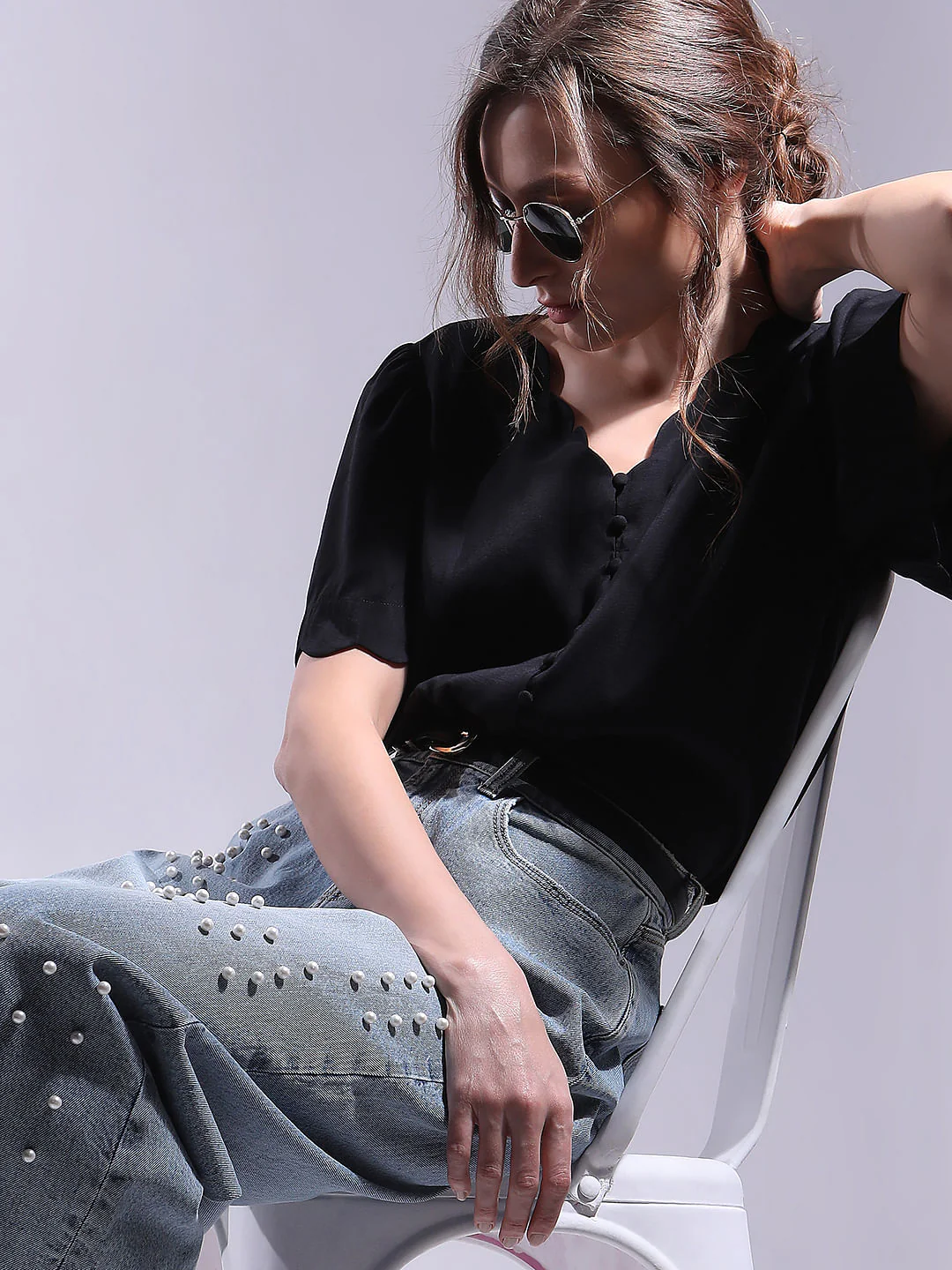 Black Short Sleeves Top