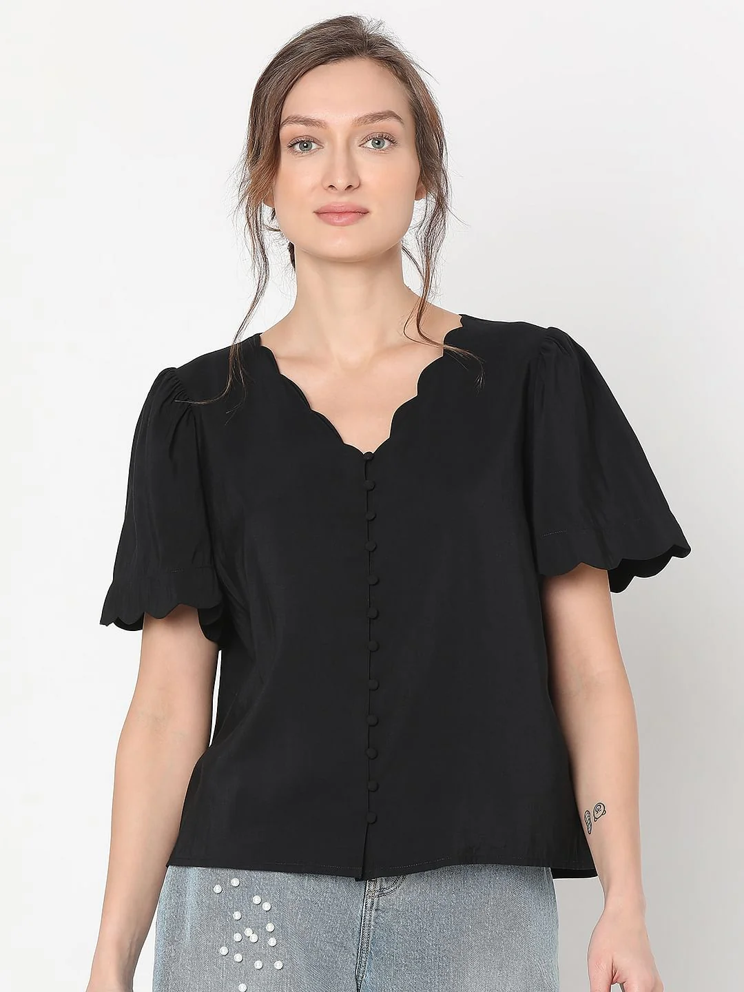 Black Short Sleeves Top - Image 2
