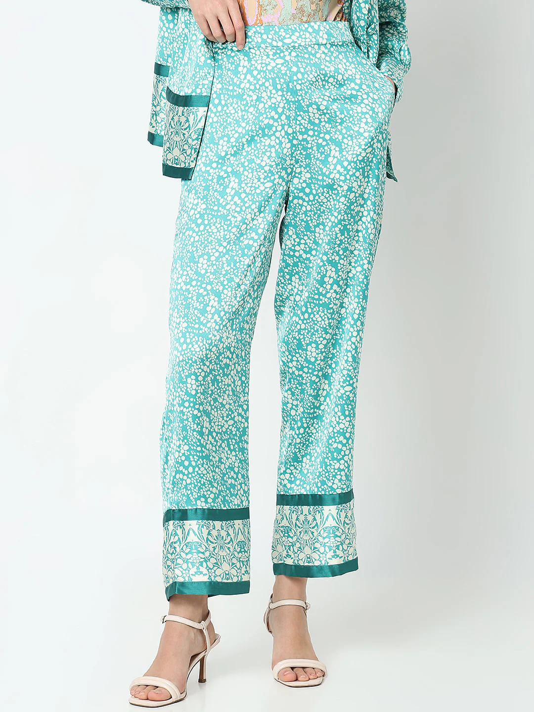 Teal Satin Co-Ord Set Pants - Image 2