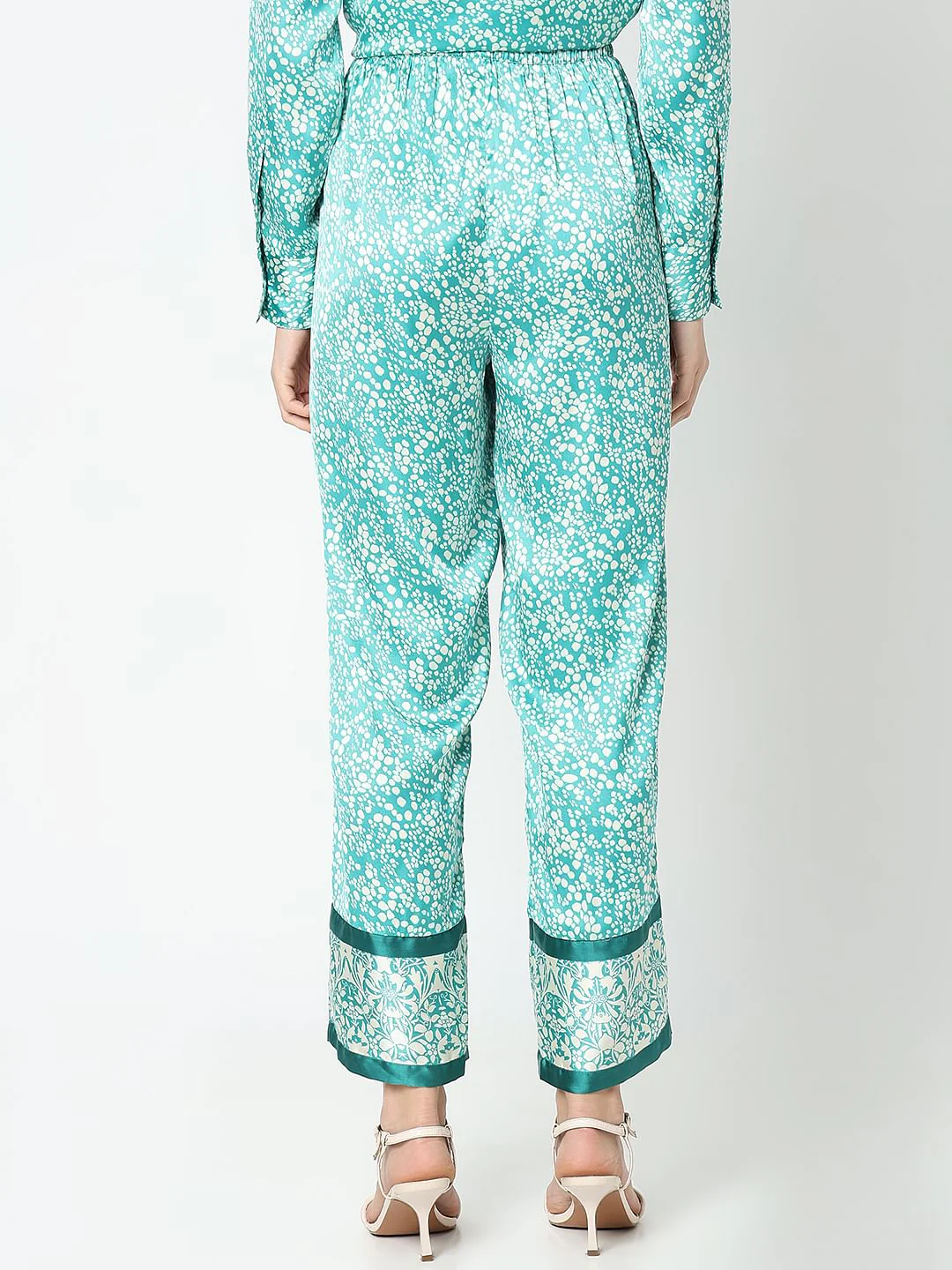 Teal Satin Co-Ord Set Pants - Image 4