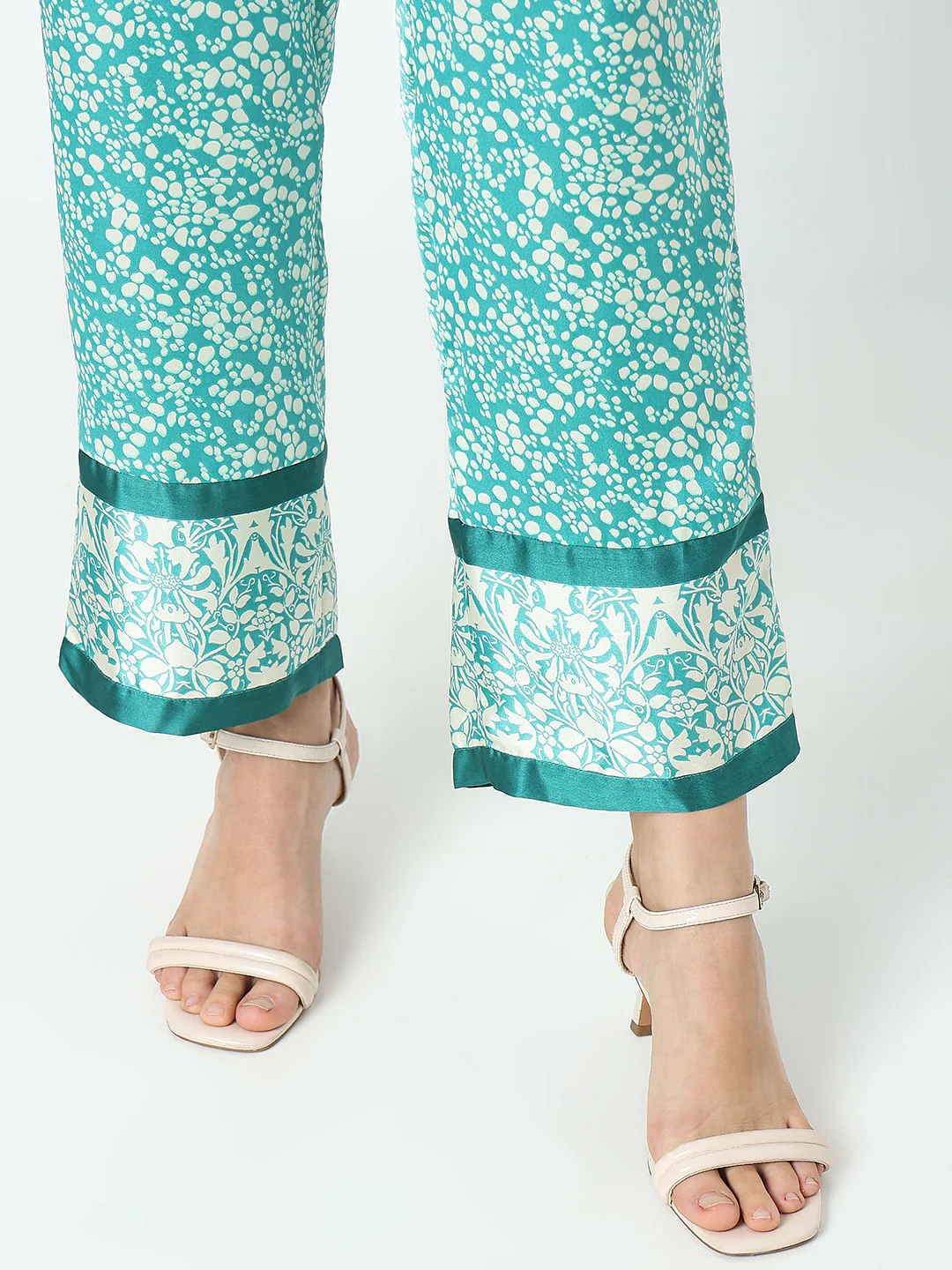 Teal Satin Co-Ord Set Pants - Image 9