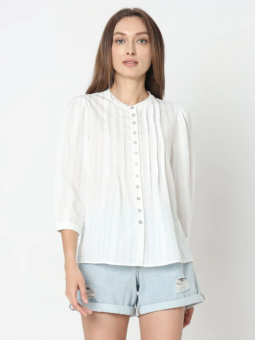 White Pintuck Detail Top - Image 2