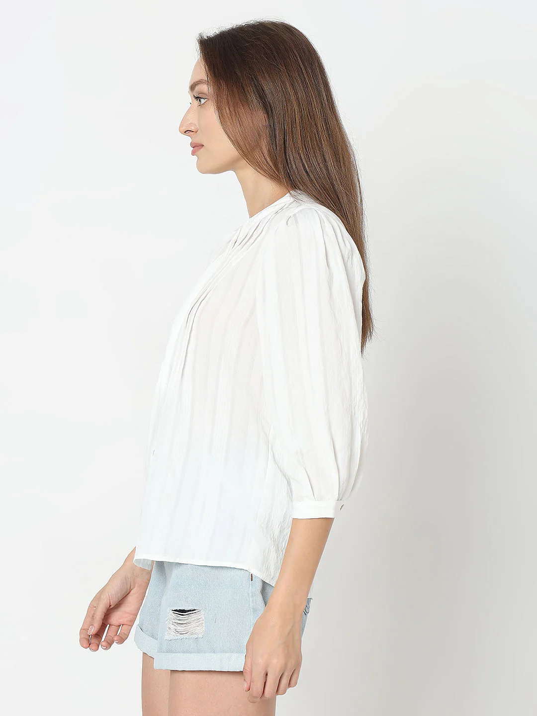 White Pintuck Detail Top - Image 3