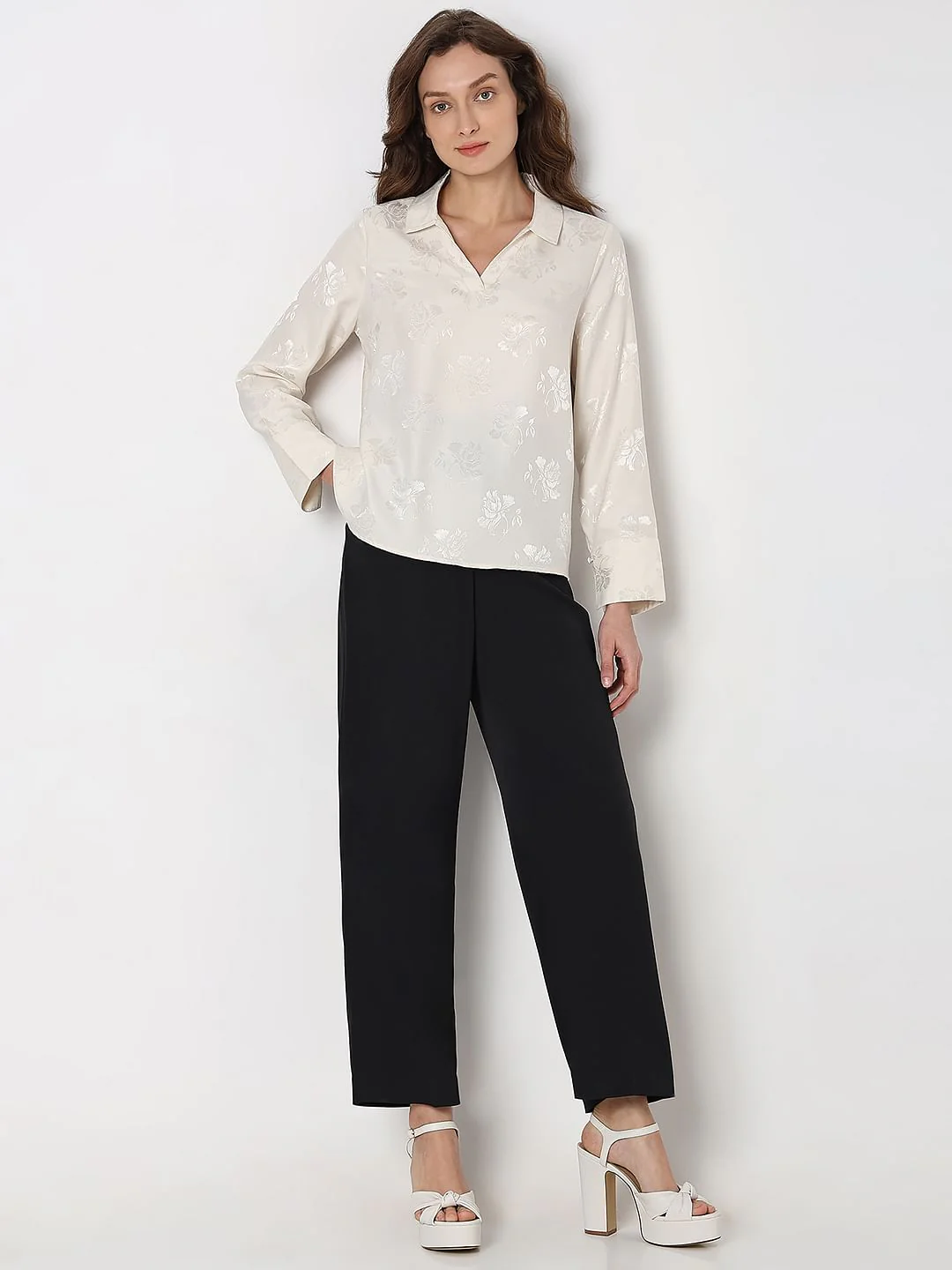 Off-White Satin Jacquard Top - Image 5