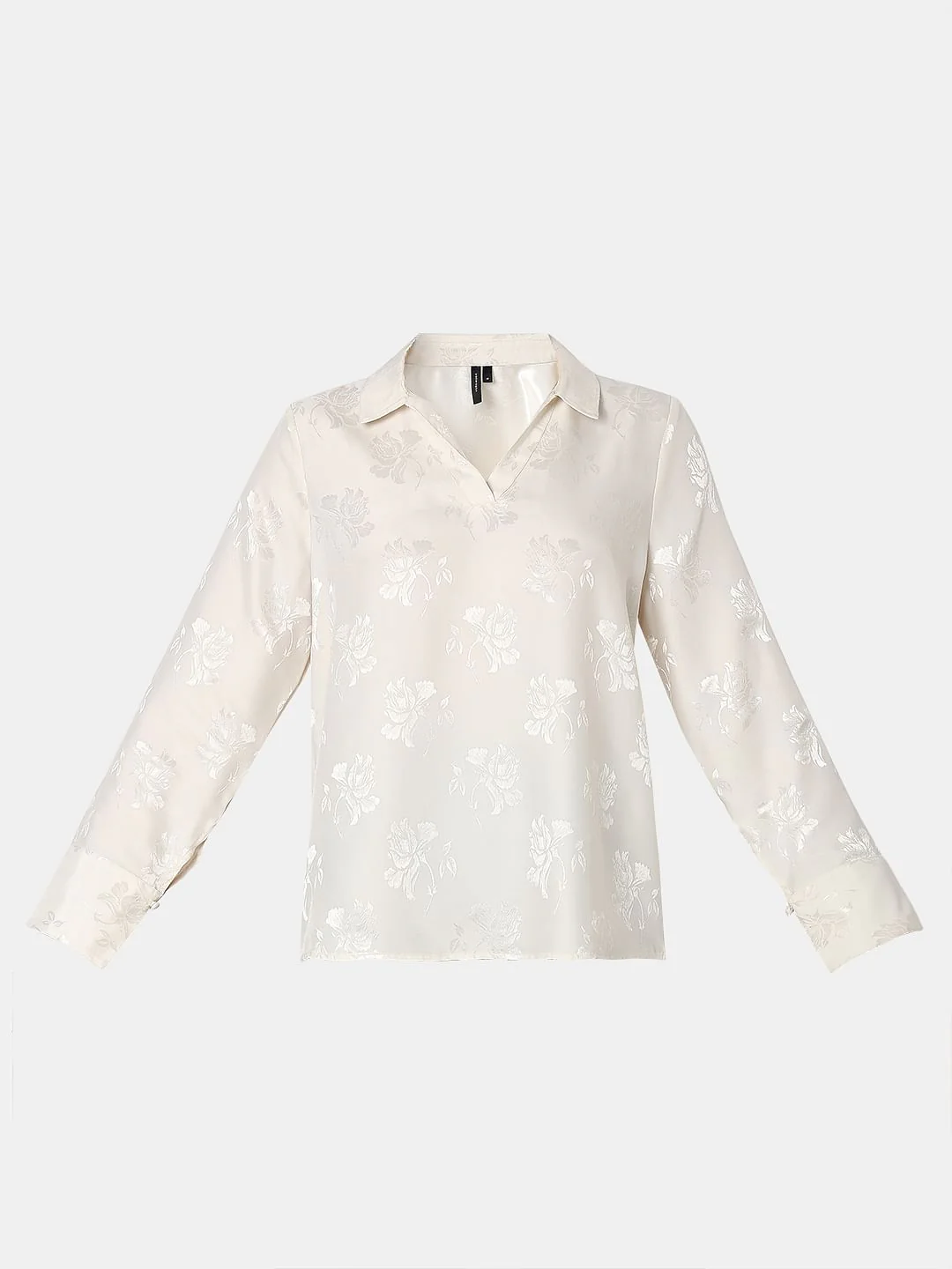 Off-White Satin Jacquard Top - Image 7