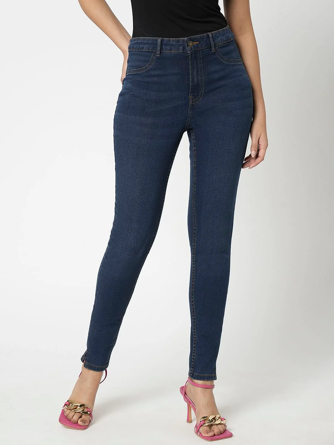 I.Scenery By Vero Moda Blue High Rise Skinny Jeggings - Image 2