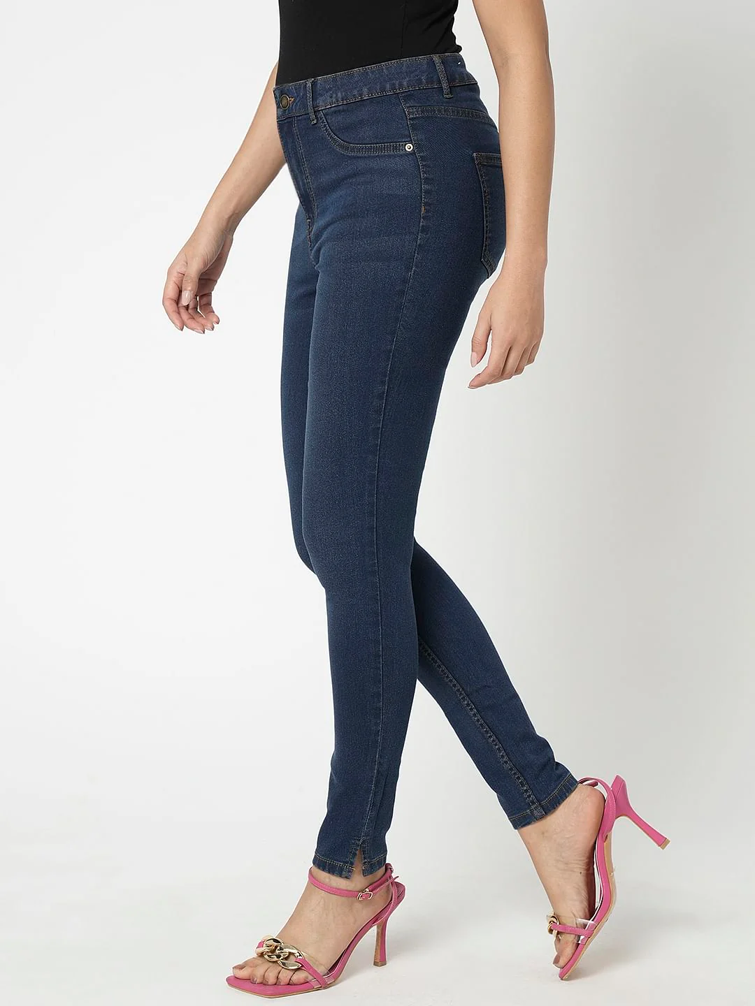 I.Scenery By Vero Moda Blue High Rise Skinny Jeggings - Image 3
