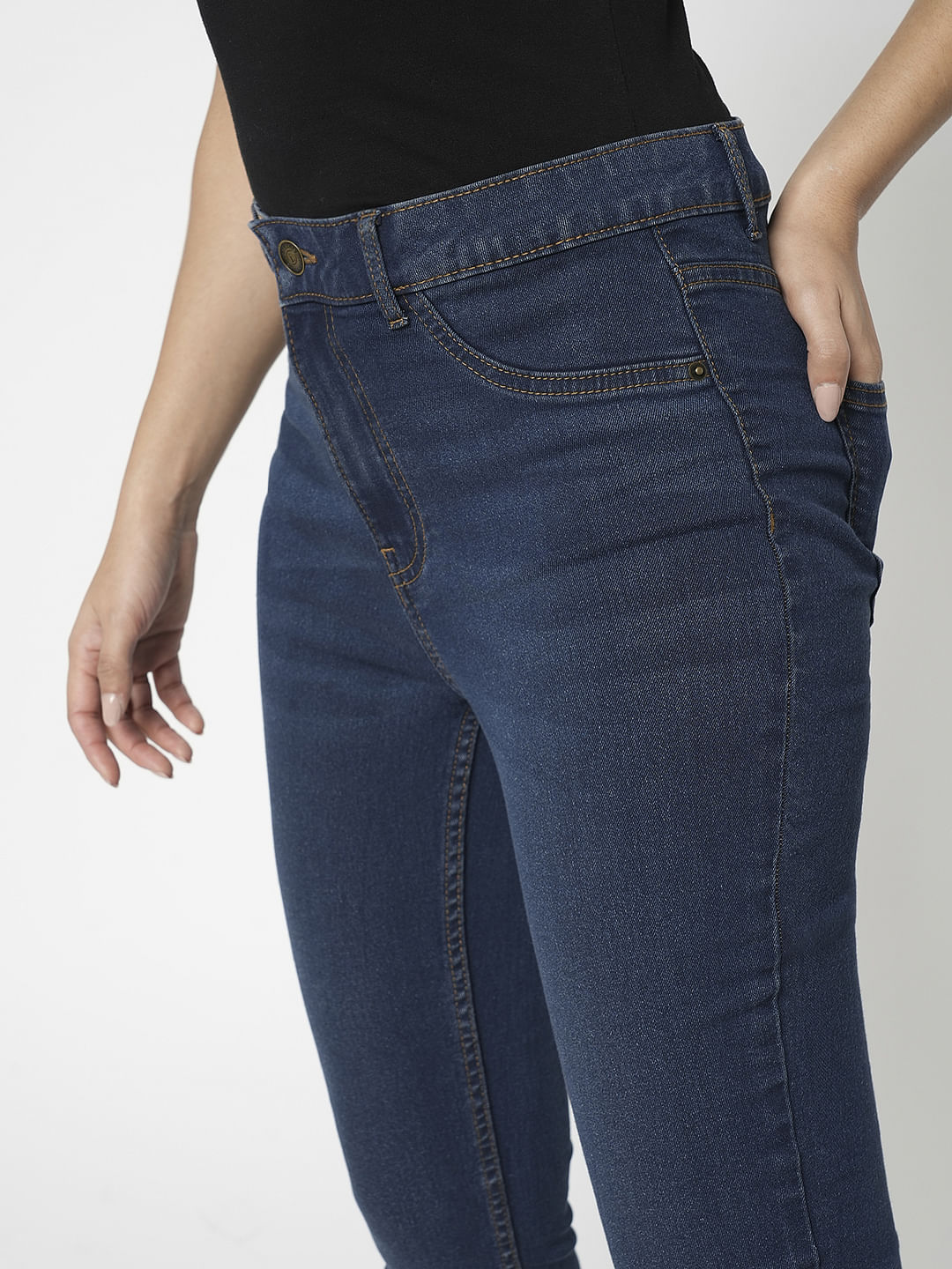 I.Scenery By Vero Moda Blue High Rise Skinny Jeggings - Image 6