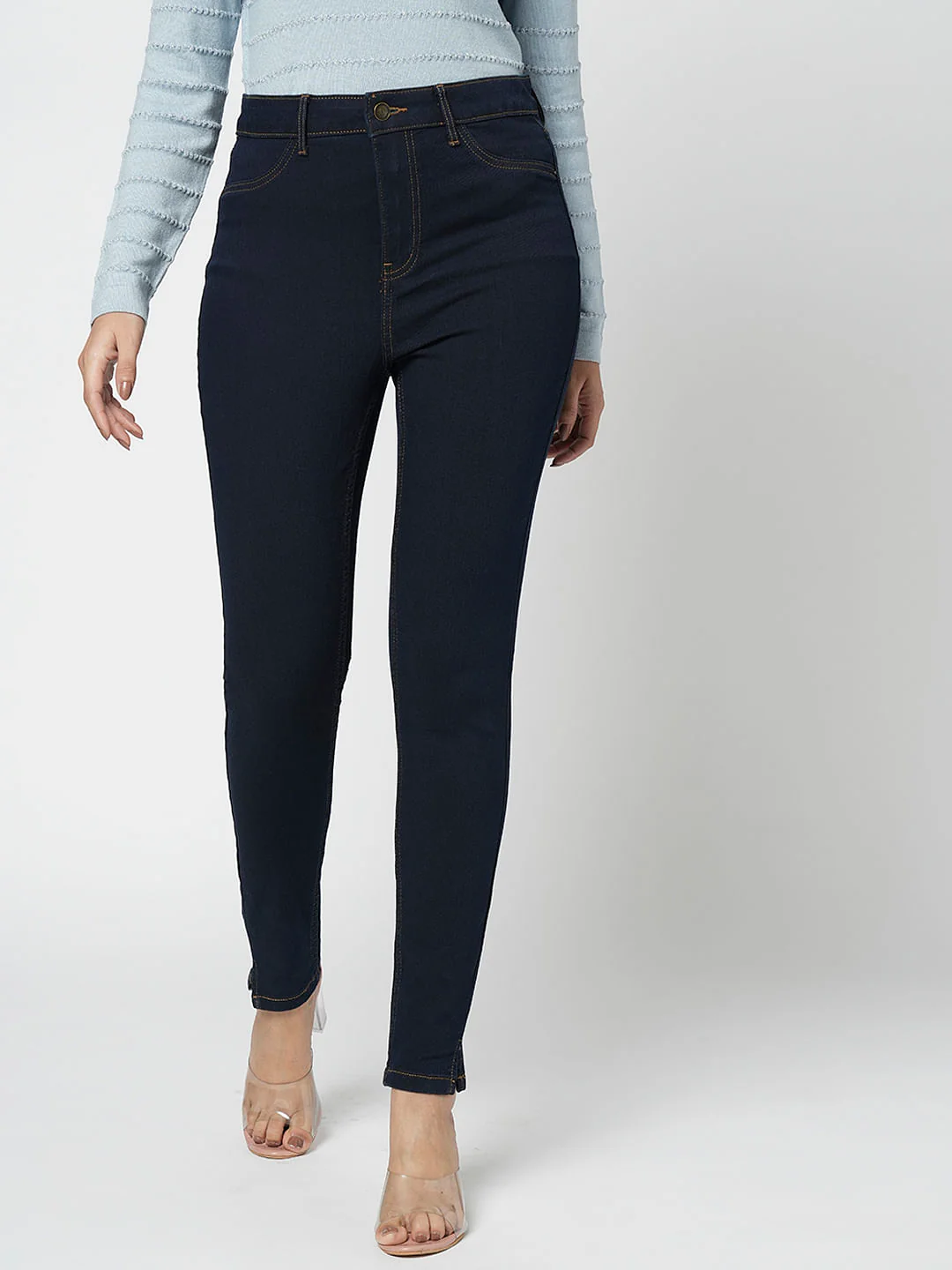 I.Scenery By Vero Moda Dark Blue High Rise Skinny Jeggings - Image 2