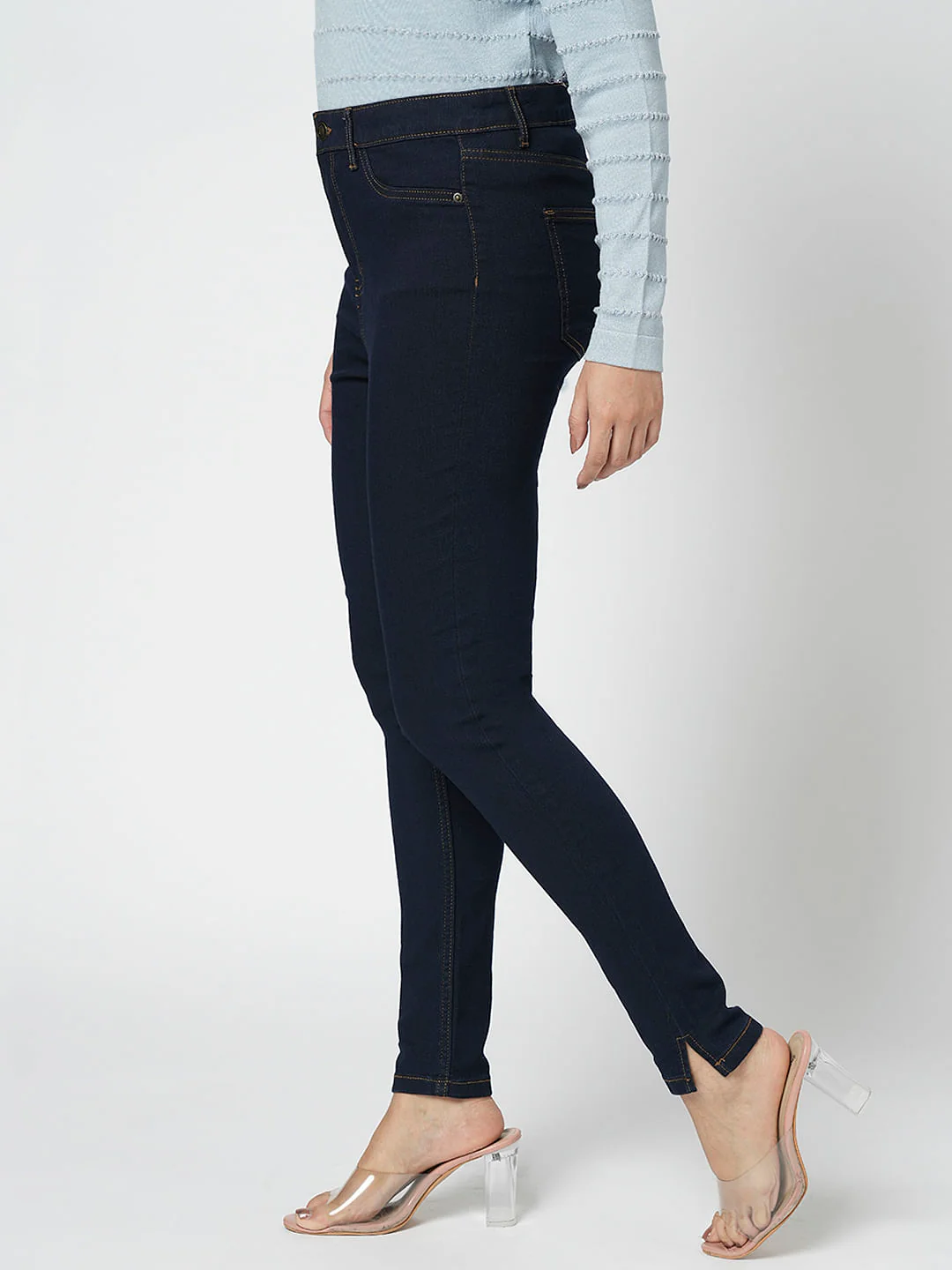 I.Scenery By Vero Moda Dark Blue High Rise Skinny Jeggings - Image 3