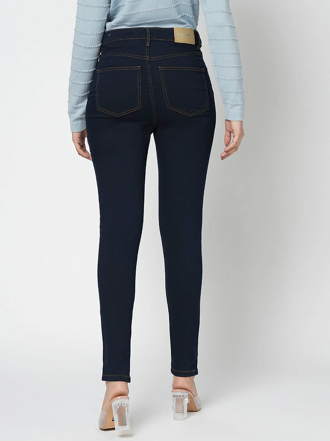 I.Scenery By Vero Moda Dark Blue High Rise Skinny Jeggings - Image 4