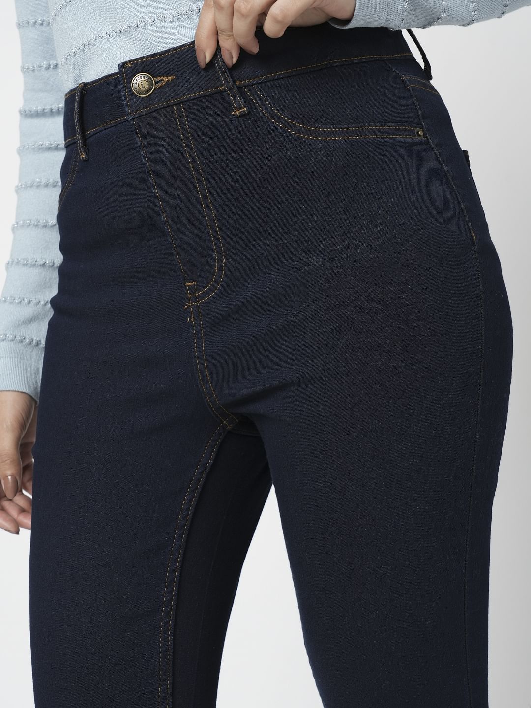 I.Scenery By Vero Moda Dark Blue High Rise Skinny Jeggings - Image 6