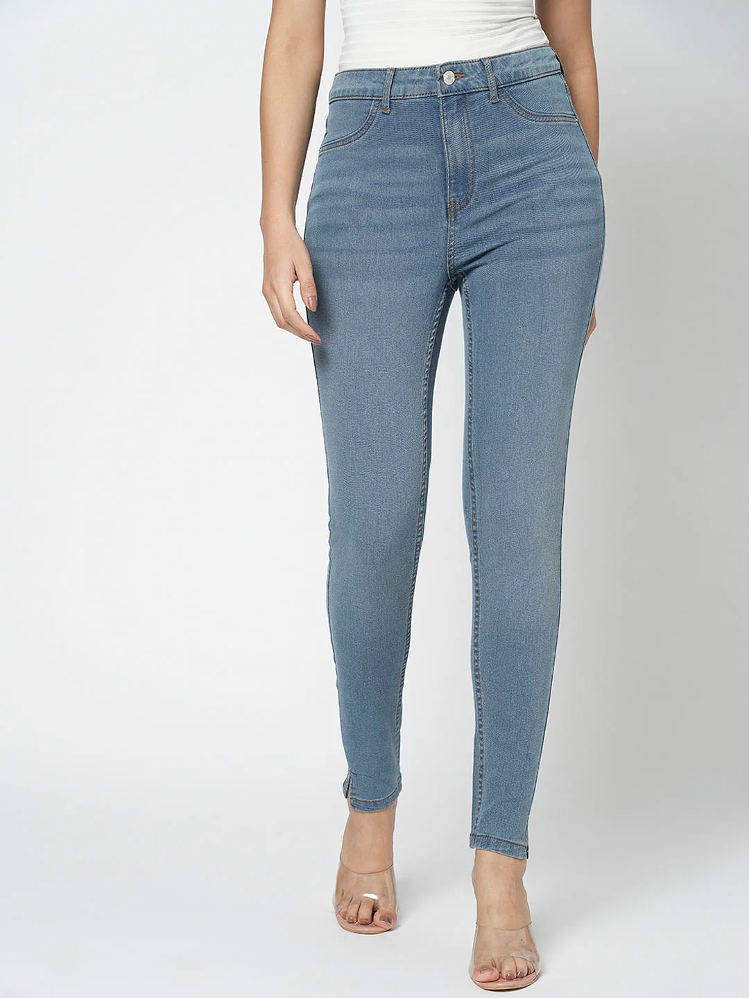 I.Scenery By Vero Moda Blue High Rise Skinny Jeggings - Image 2