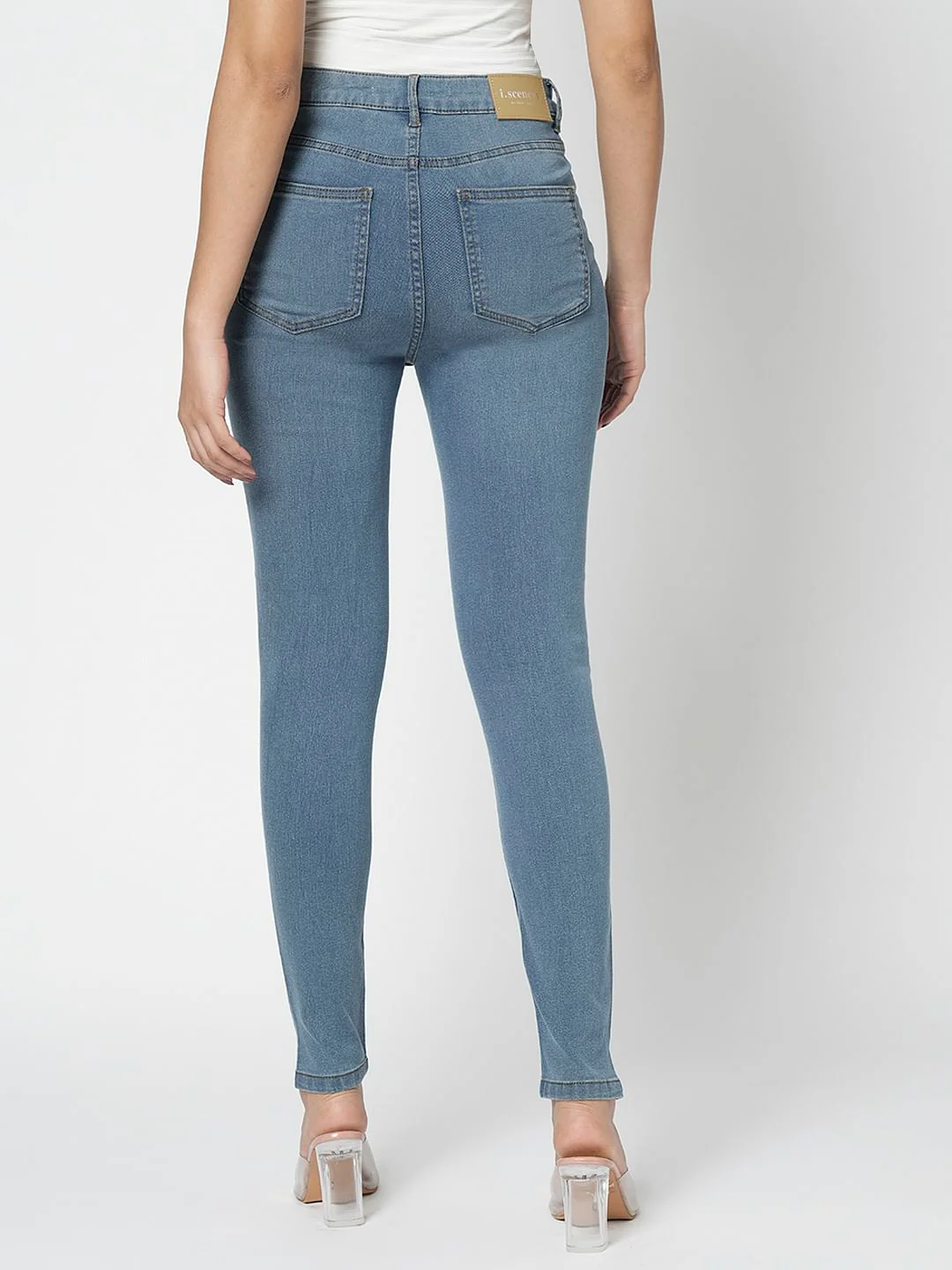I.Scenery By Vero Moda Blue High Rise Skinny Jeggings - Image 4