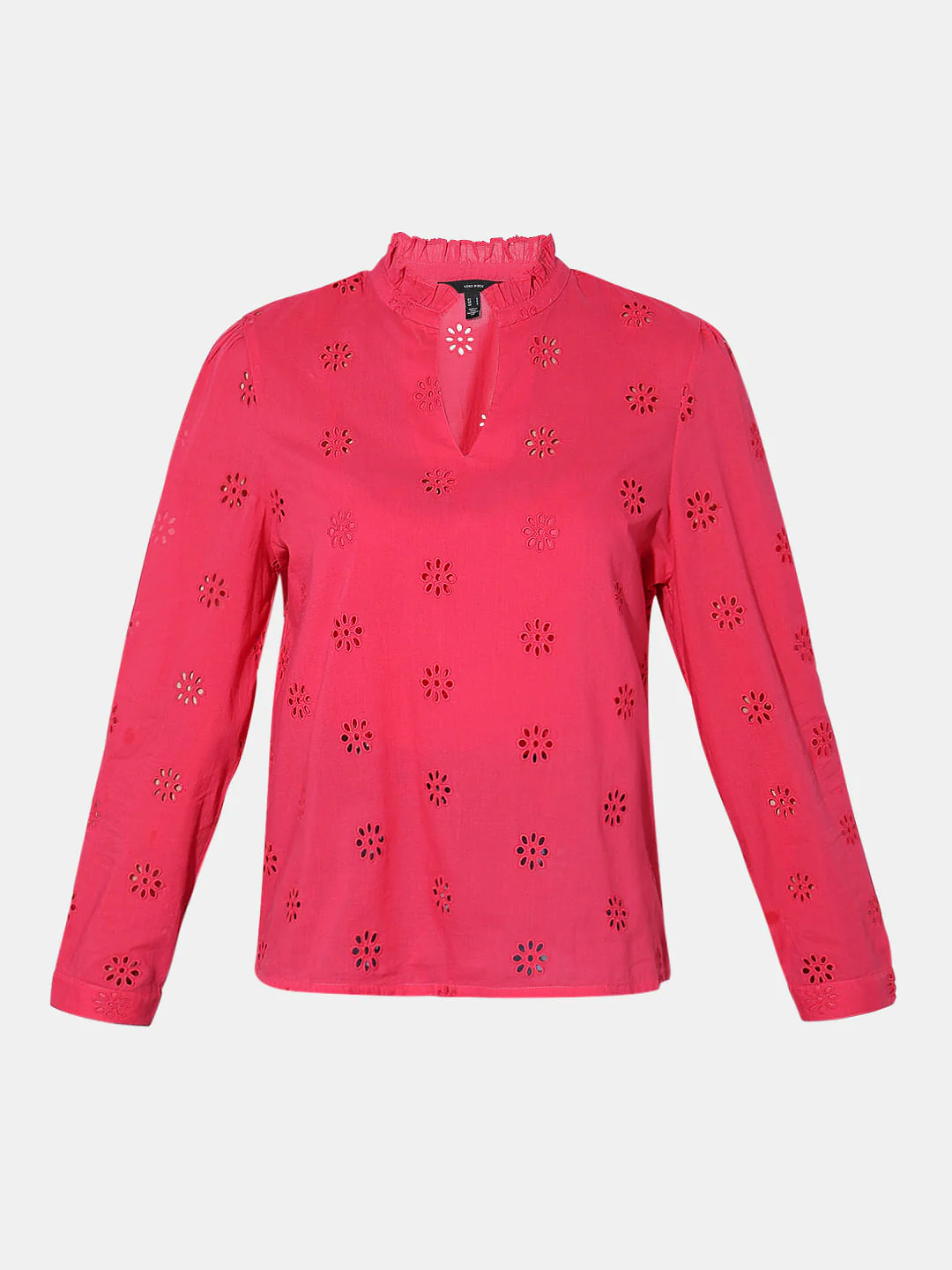 Red Schiffli Full Sleeves Top - Image 7