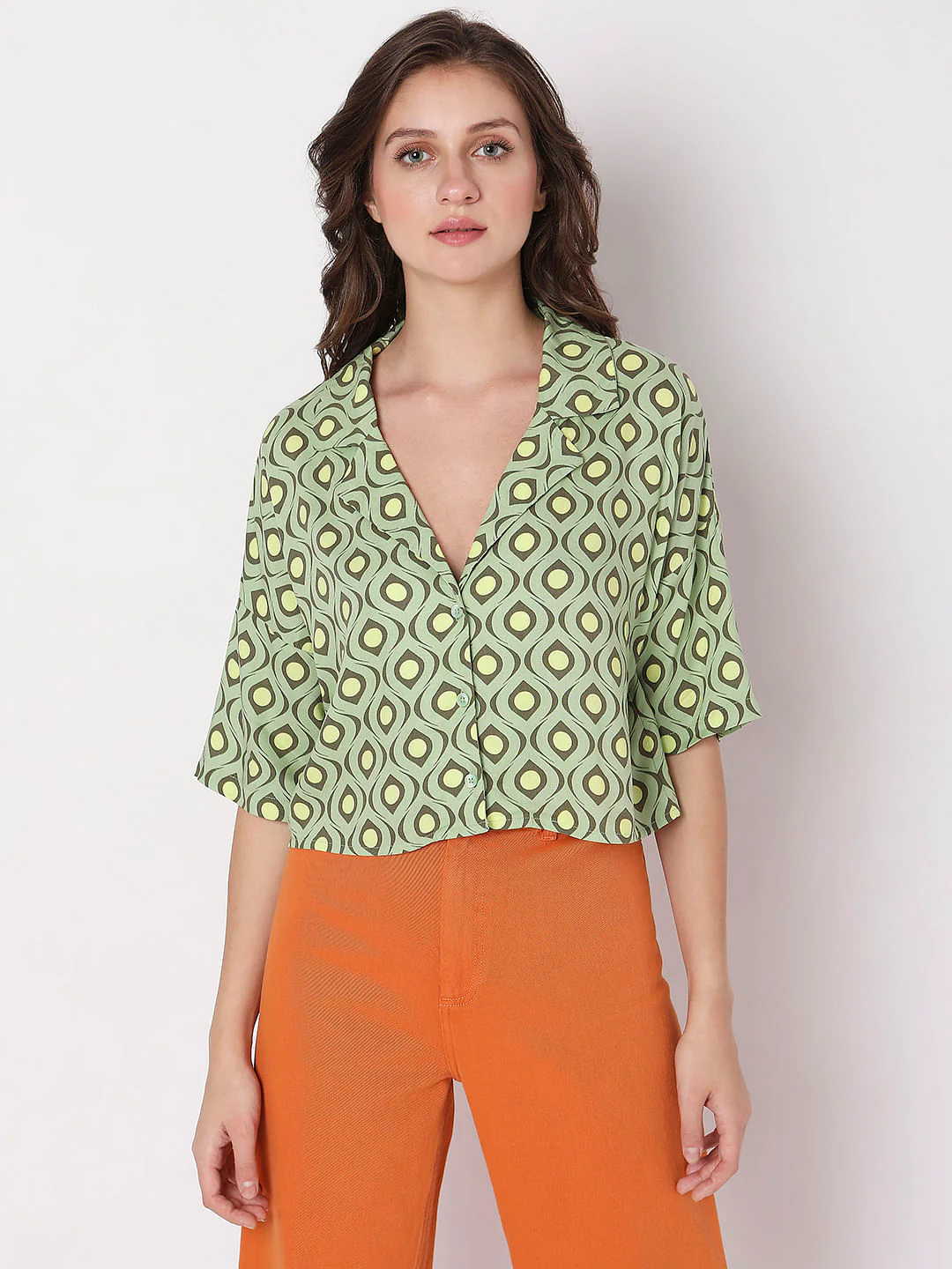 Green Printed Co-Ord Set Shirt - Image 2