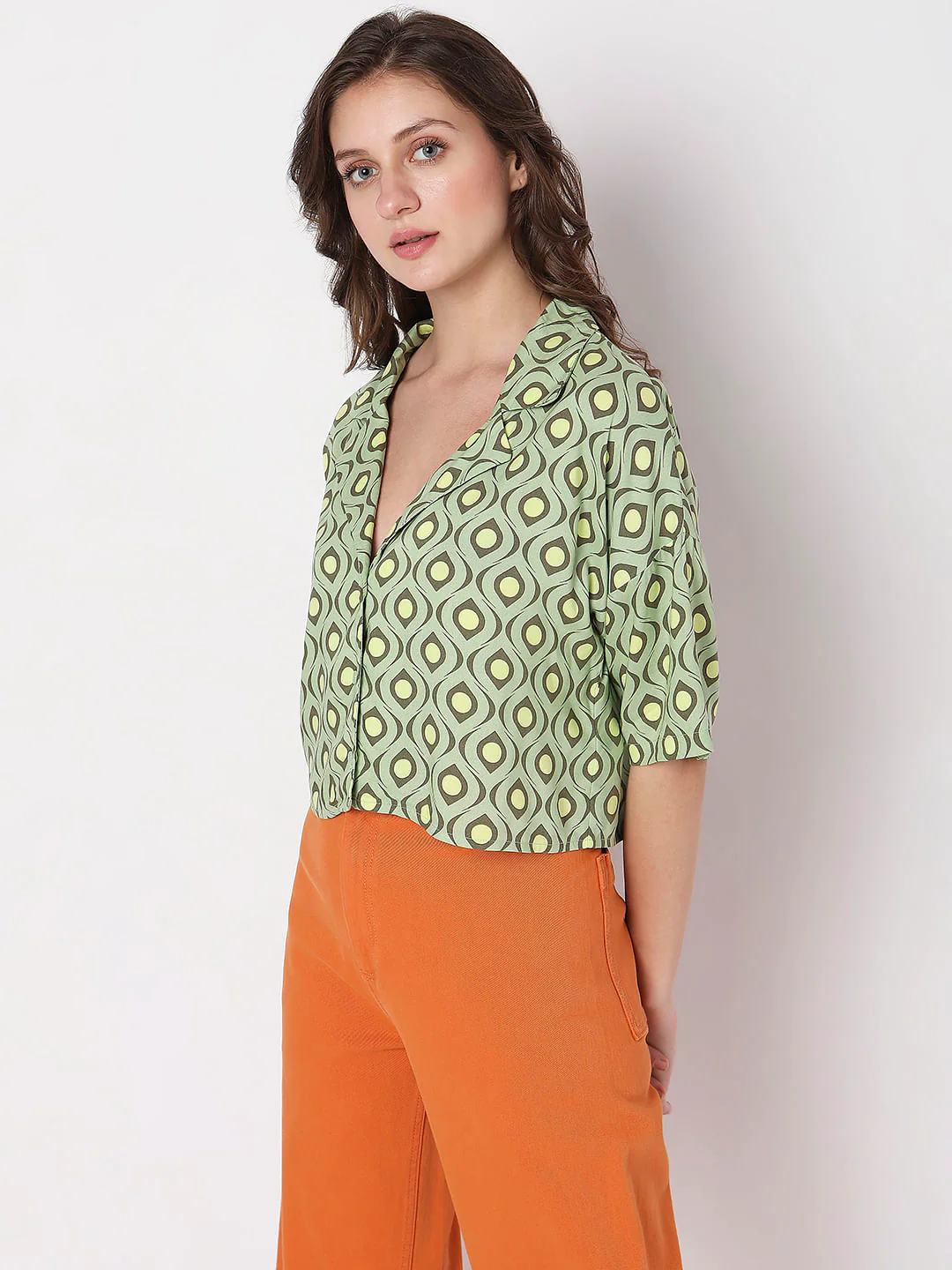 Green Printed Co-Ord Set Shirt - Image 3