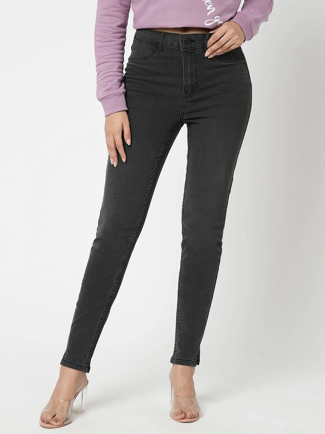 I.Scenery By Vero Moda Grey High Rise Skinny Jeggings - Image 2