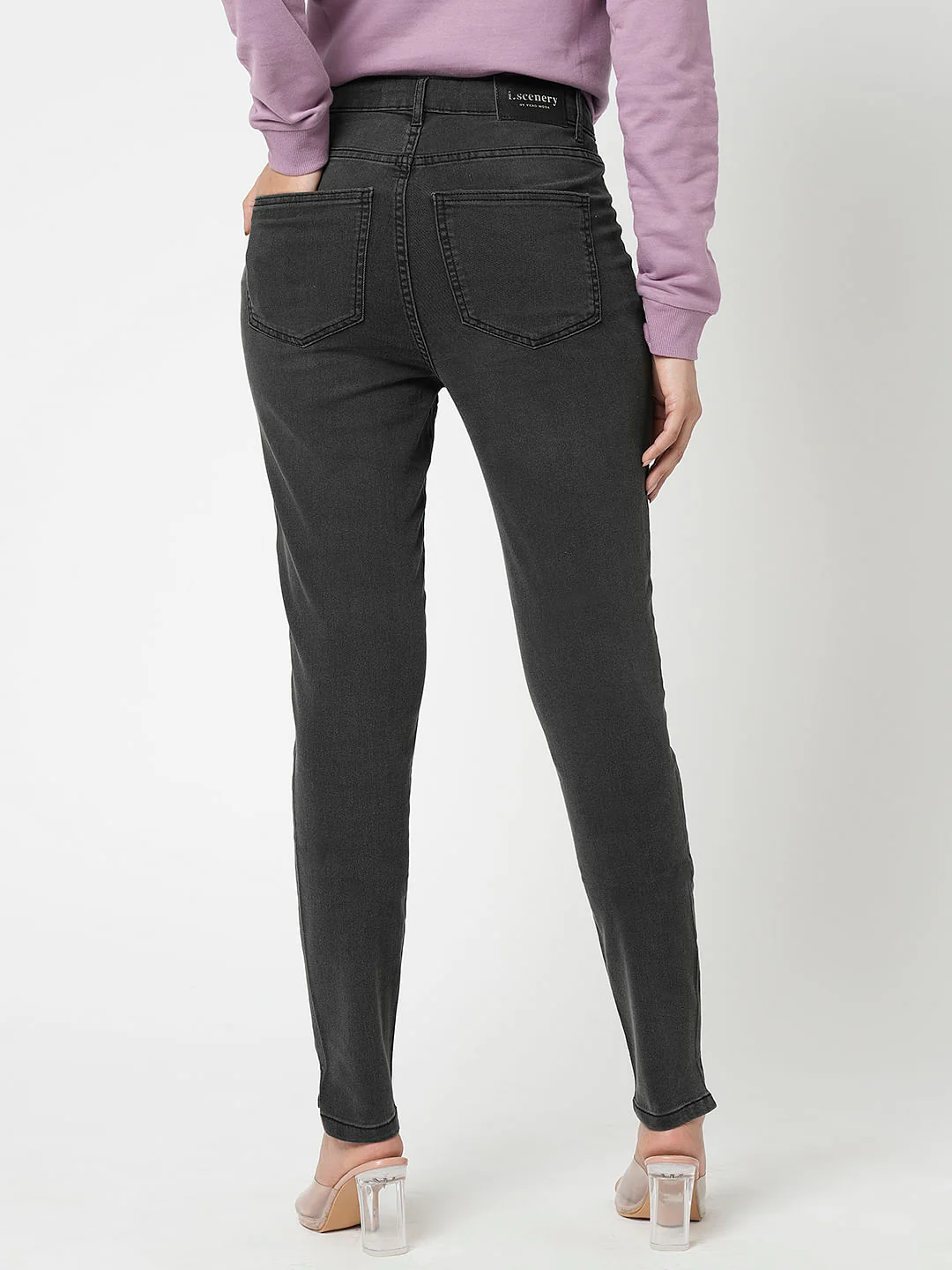 I.Scenery By Vero Moda Grey High Rise Skinny Jeggings - Image 4