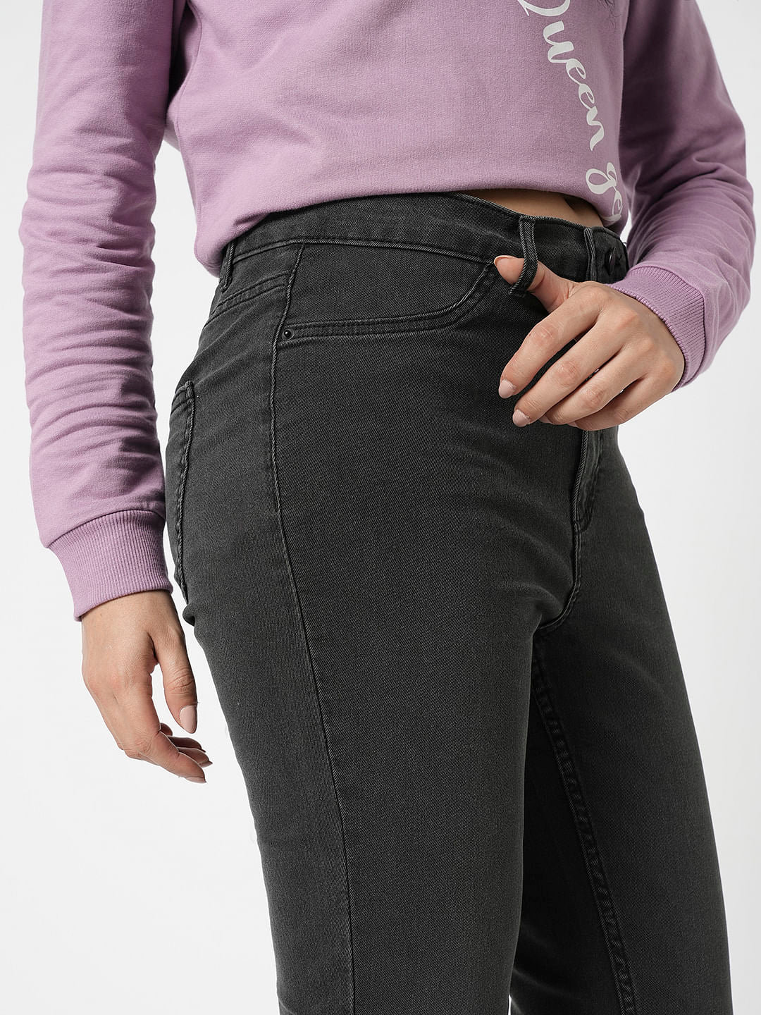 I.Scenery By Vero Moda Grey High Rise Skinny Jeggings - Image 6