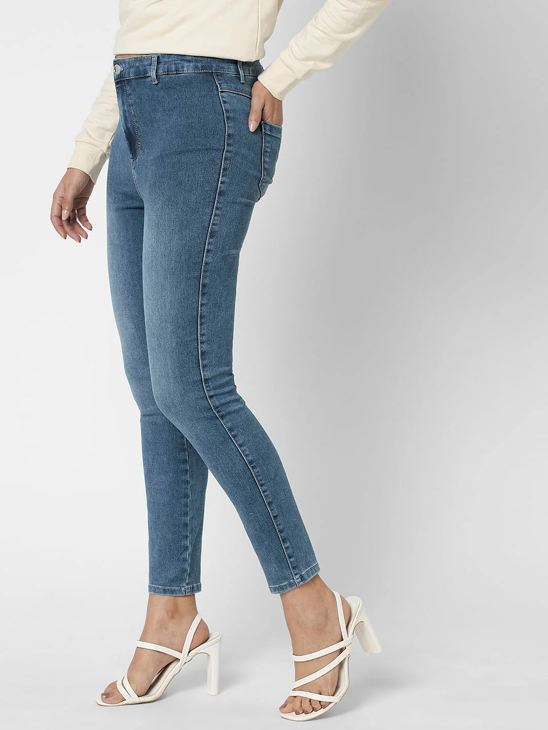 I.Scenery By Vero Moda Blue High Rise Wendy Skinny Fit Jeans - Image 3