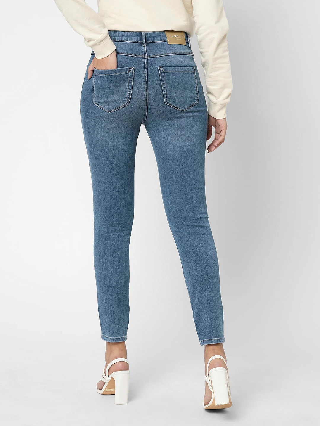 I.Scenery By Vero Moda Blue High Rise Wendy Skinny Fit Jeans - Image 4