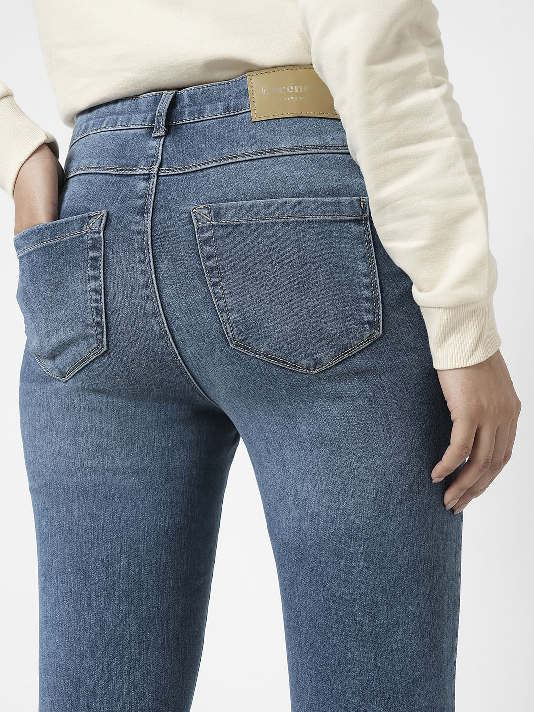 I.Scenery By Vero Moda Blue High Rise Wendy Skinny Fit Jeans - Image 6