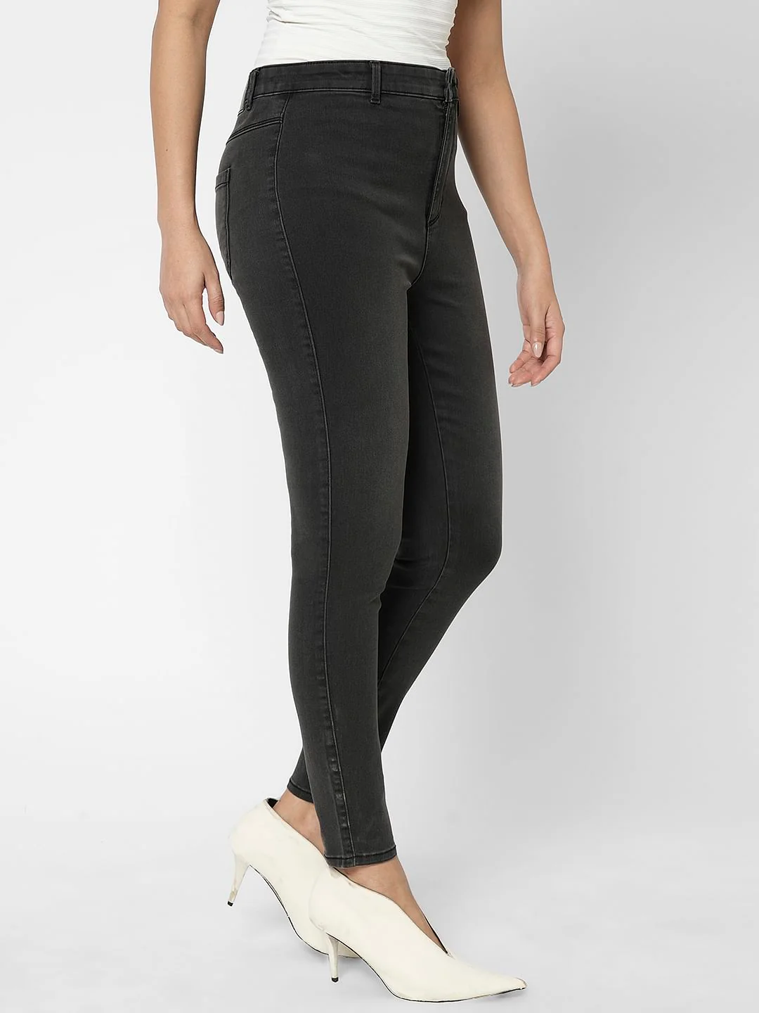 I.Scenery By Vero Moda Grey High Rise Wendy Skinny Fit Jeans - Image 3