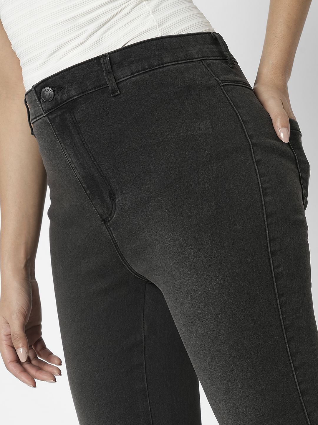 I.Scenery By Vero Moda Grey High Rise Wendy Skinny Fit Jeans - Image 6