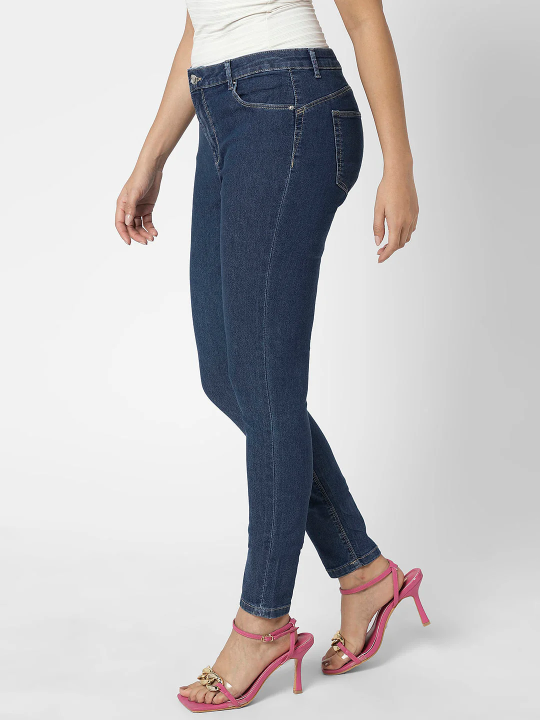 I.Scenery By Vero Moda Blue Mid Rise Wendy Skinny Fit Jeans - Image 3