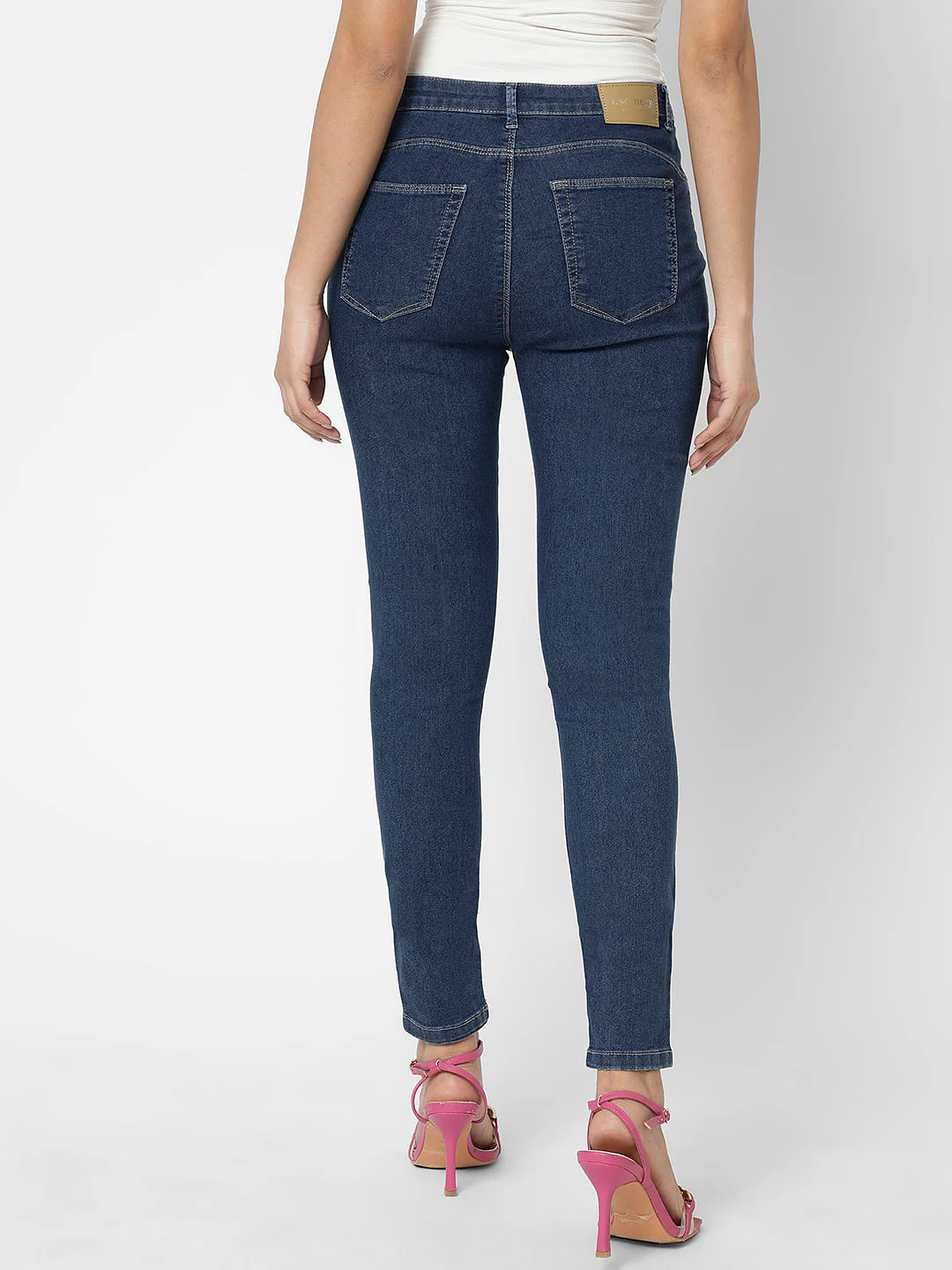 I.Scenery By Vero Moda Blue Mid Rise Wendy Skinny Fit Jeans - Image 4
