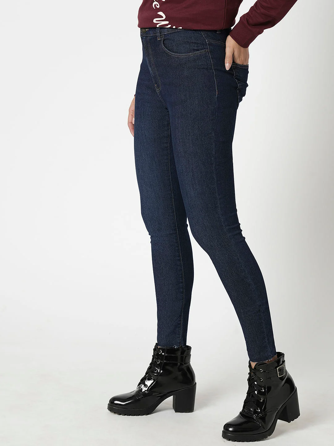 I.Scenery By Vero Moda Dark Blue High Rise Wendy Skinny Fit Jeans - Image 3