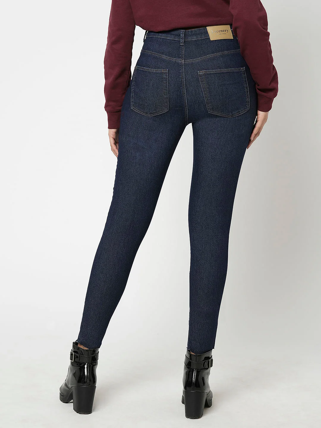I.Scenery By Vero Moda Dark Blue High Rise Wendy Skinny Fit Jeans - Image 4