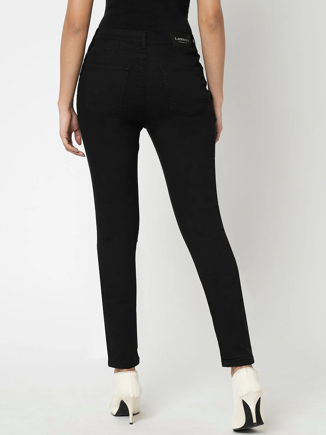 I.Scenery By Vero Moda Black Mid Rise Wendy Skinny Fit Jeans - Image 4