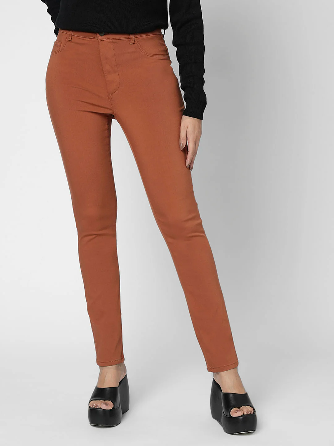 I.Scenery By Vero Moda Brown High Rise Wendy Skinny Jeans - Image 2