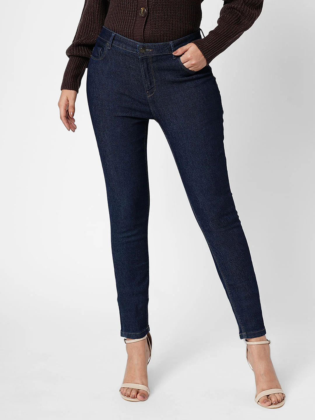I.Scenery By Vero Moda Dark Blue Mid Rise Wendy Skinny Jeans - Image 2