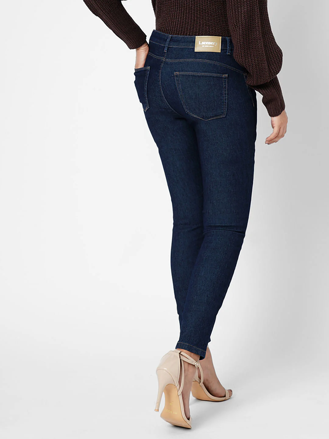 I.Scenery By Vero Moda Dark Blue Mid Rise Wendy Skinny Jeans - Image 4